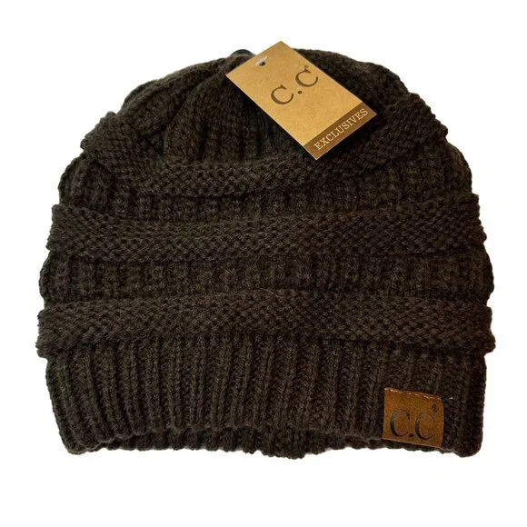 C.C Exclusives Brown Knit Beanie Ski Hat For Adults NWT - Picture 5 of 5